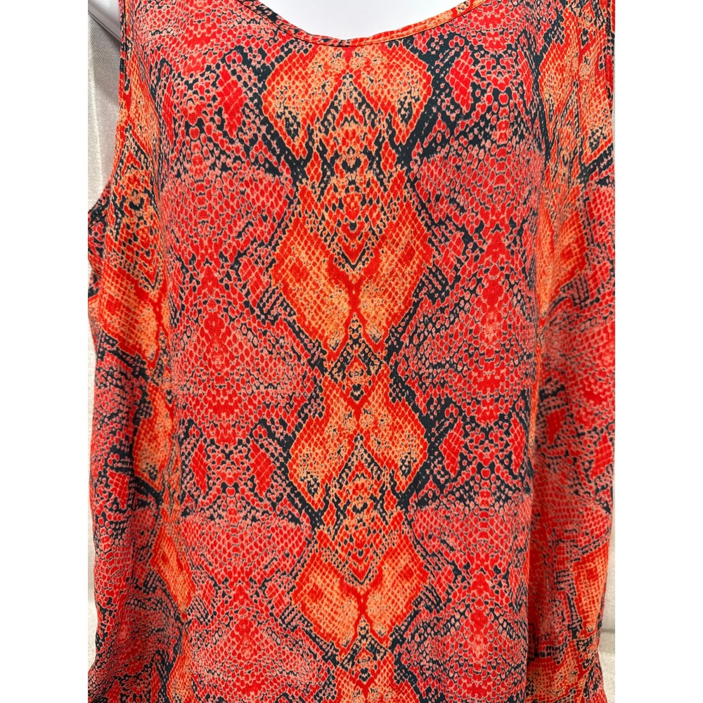 Everleigh Womens Orange Red Snakeskin Print Sleeveless Tank Top Blouse Large L - Picture 2 of 5